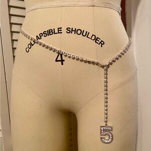 Silver Rhinestone Waist Chain with Number 5 Pendant